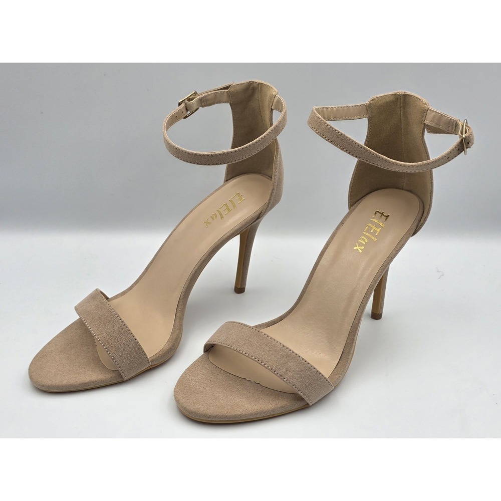ElElax Nude Gold Heels for Women 4 Inches, Stiletto Heels Ankle Strap...